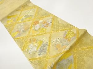 格天井に地紙・色紙・草花模様織出し袋帯